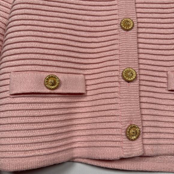 Vintage 90s UnionMade Women's Sweater Ami Knits Pink Gold Buttons Size 8 - Picture 4 of 7